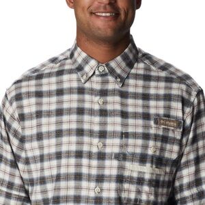Columbia Men's Casual Plaid Shirt - Gray and White